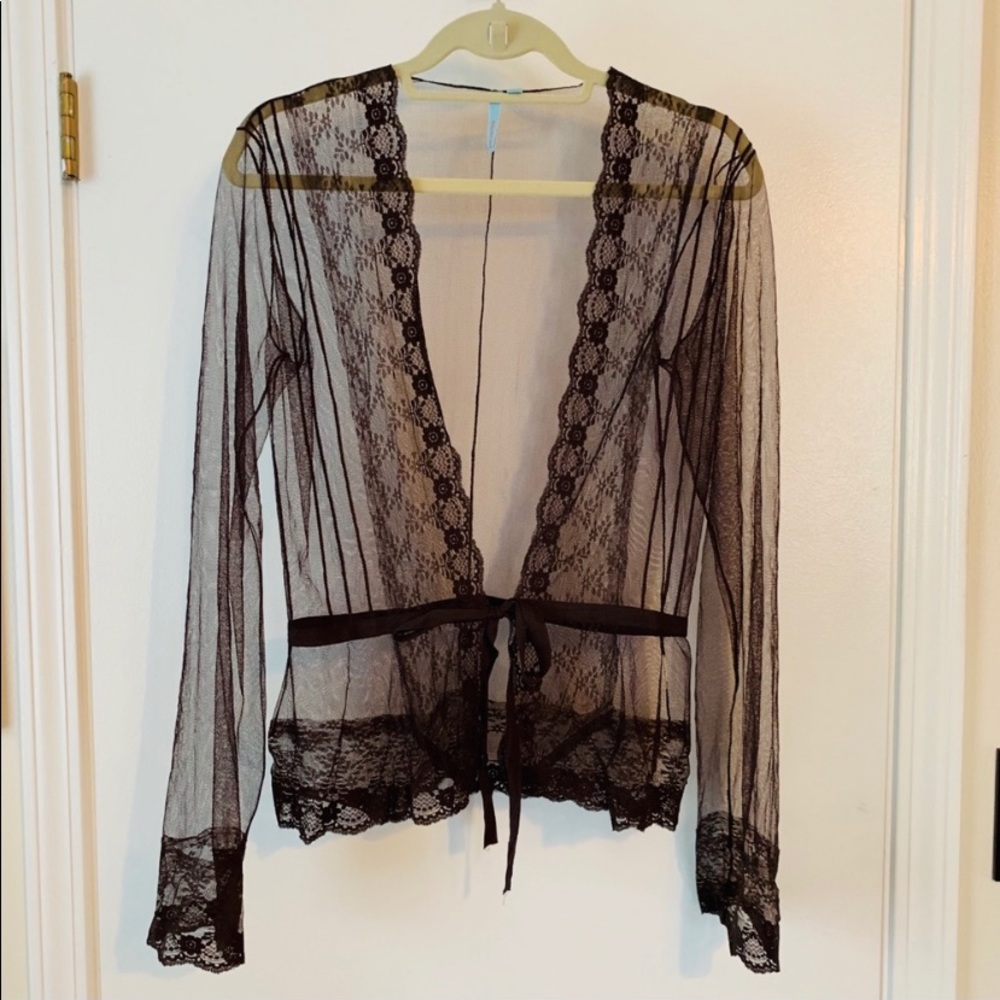Anthropologie Aquarius sheer lace long sleeve top